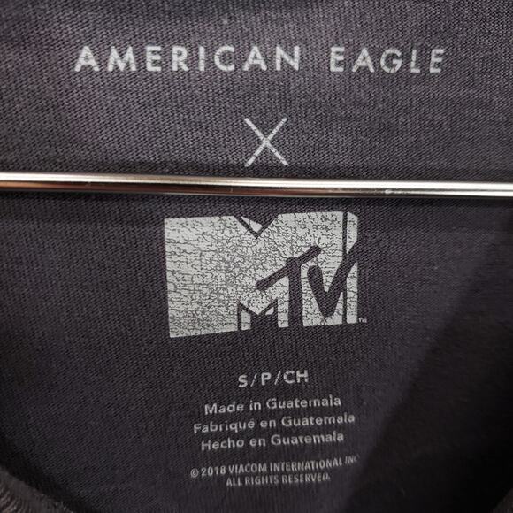 American Eagle MTV T Shirt Mens Small Gray Retro Wash Graphic Crew Neck Tee - Picture 6 of 6